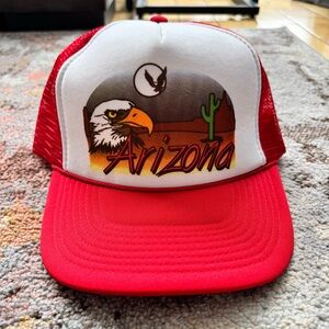Vintage 90s Red Arizona Trucker Hat NISSIN - STRAP NEEDS REPLACING